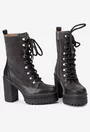 Botine dama negre cu gri din piele cu platforma