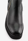 Botine dama negre din piele cu fermoar decorativ auriu