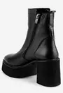 Botine dama negre din piele cu fermoar decorativ auriu