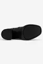 Botine dama negre din piele cu fermoar decorativ auriu