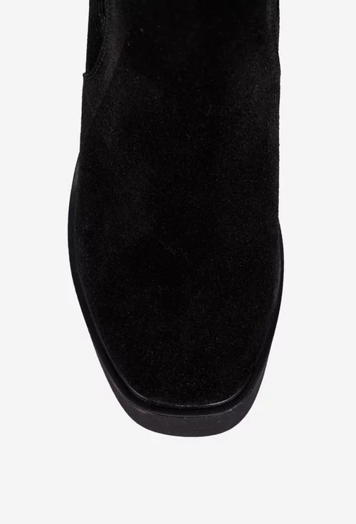 Botine dama negre din piele intoarsa