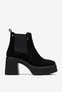 Botine dama negre din piele intoarsa
