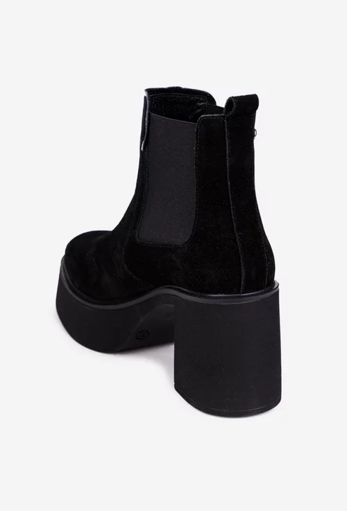 Botine dama negre din piele intoarsa