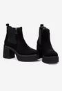 Botine dama negre din piele intoarsa