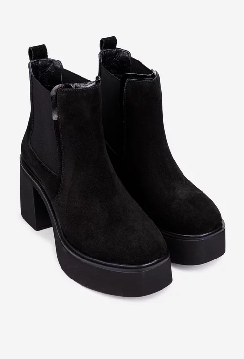 Botine dama negre din piele intoarsa