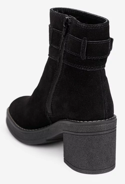 Botine dama negre din piele intoarsa