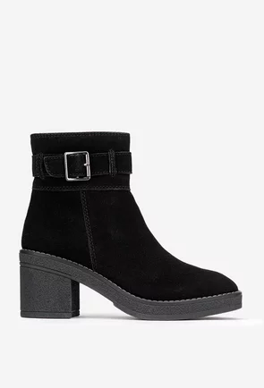 Botine dama negre din piele intoarsa