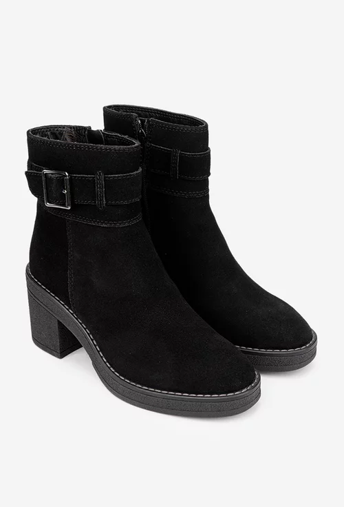 Botine dama negre din piele intoarsa