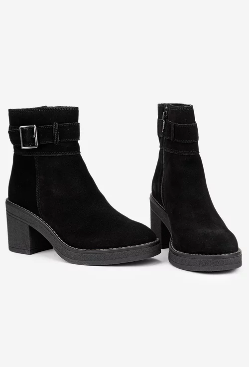 Botine dama negre din piele intoarsa