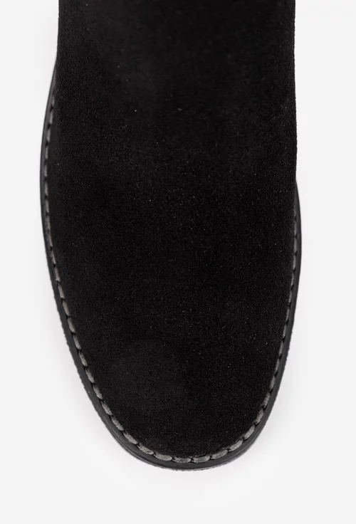 Botine dama negre din piele intoarsa