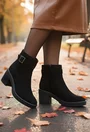 Botine dama negre din piele intoarsa