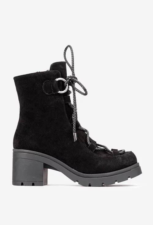 Botine dama negre din piele intoarsa