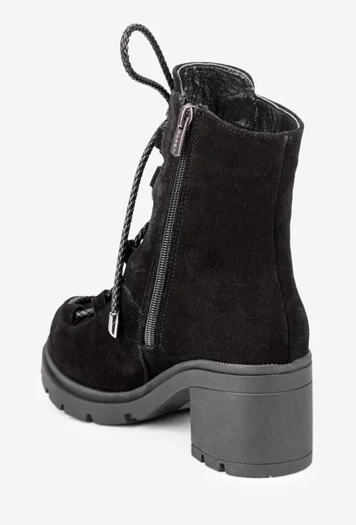 Botine dama negre din piele intoarsa