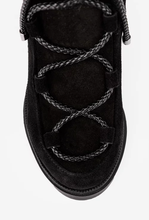 Botine dama negre din piele intoarsa