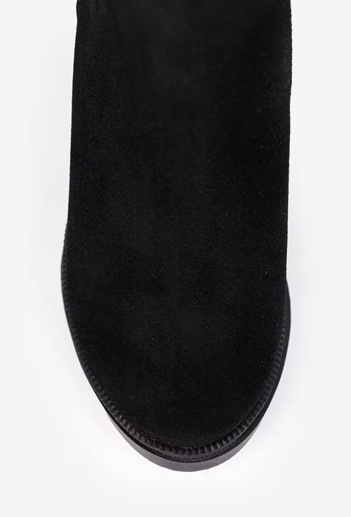 Botine dama negre din piele intoarsa