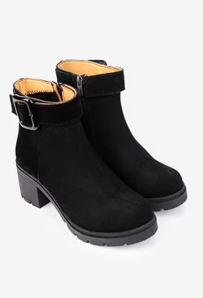 Botine dama negre din piele intoarsa