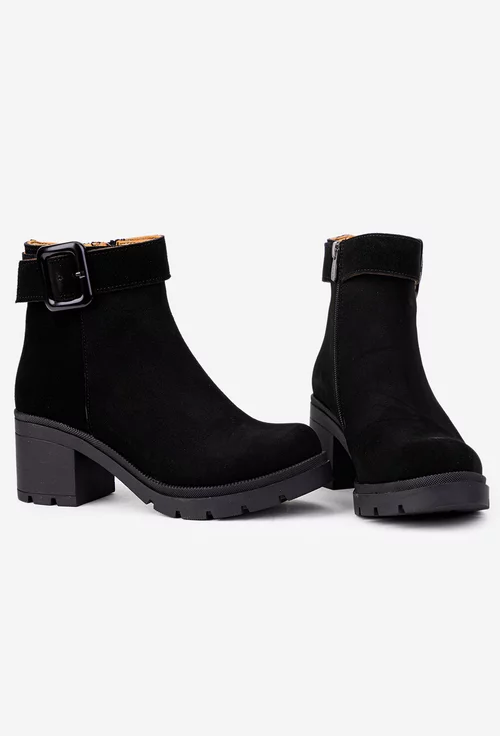 Botine dama negre din piele intoarsa