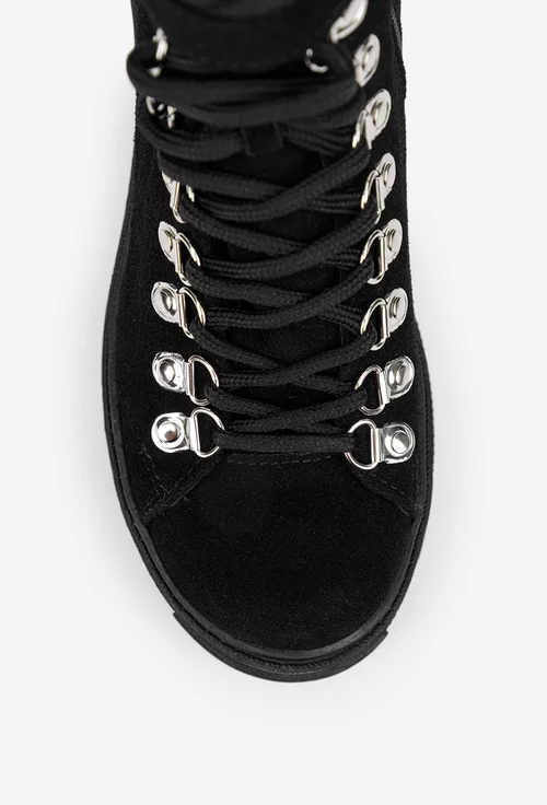 Botine dama negre din piele intoarsa