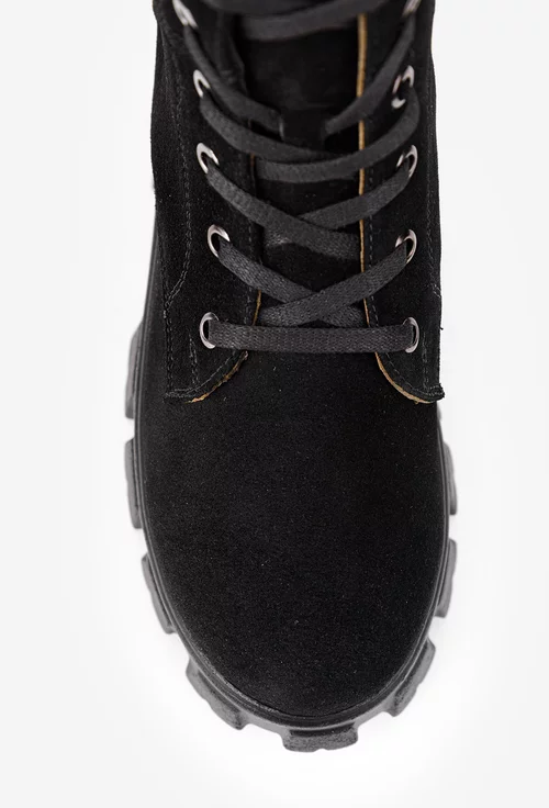 Botine dama negre din piele intoarsa