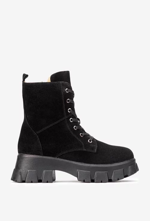 Botine dama negre din piele intoarsa