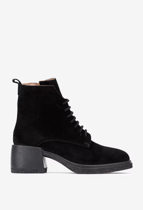 Botine dama negre din piele intoarsa