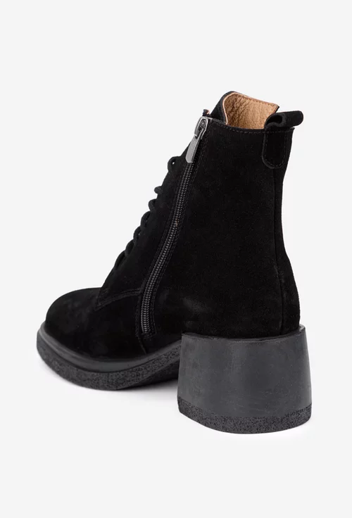 Botine dama negre din piele intoarsa