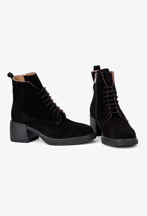 Botine dama negre din piele intoarsa