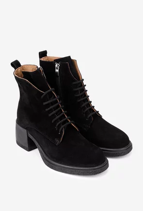 Botine dama negre din piele intoarsa