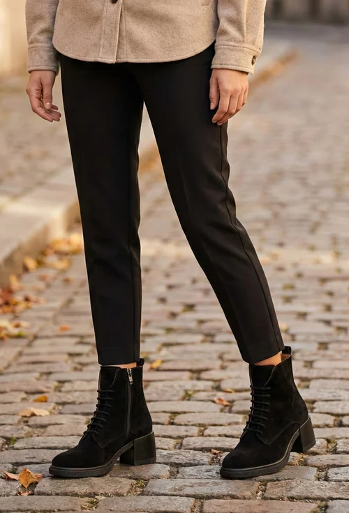 Botine dama negre din piele intoarsa