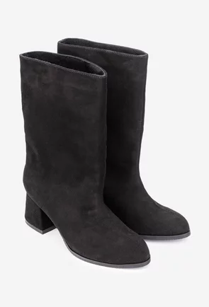 Botine dama negre din piele intoarsa