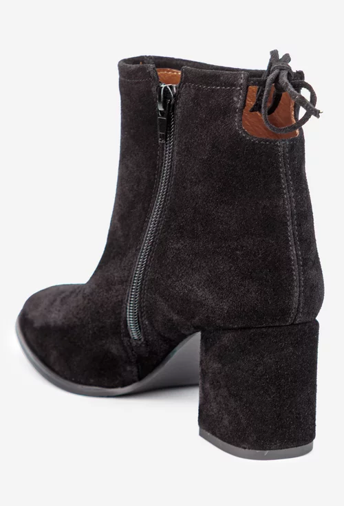 Botine dama negre din piele intoarsa picture - 3