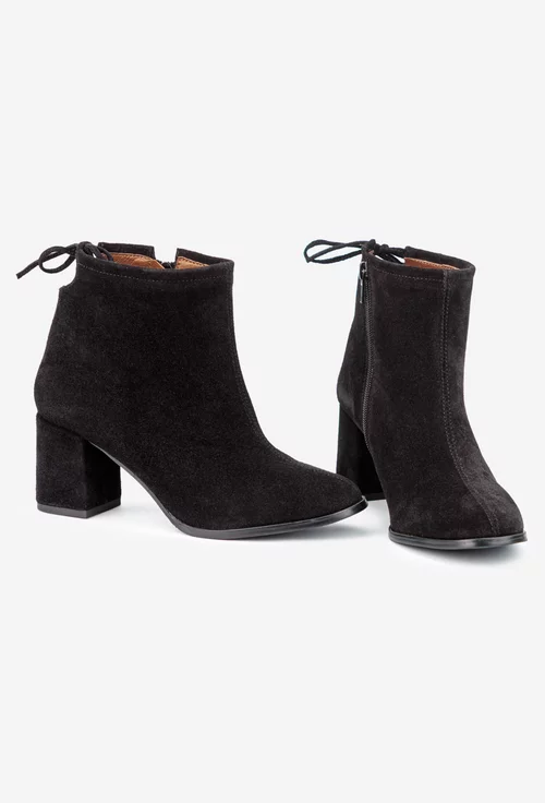Botine dama negre din piele intoarsa picture - 5