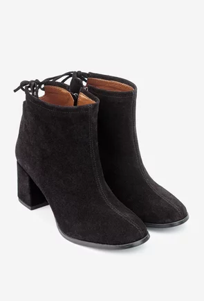 Botine dama negre din piele intoarsa
