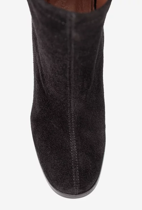Botine dama negre din piele intoarsa picture - 6