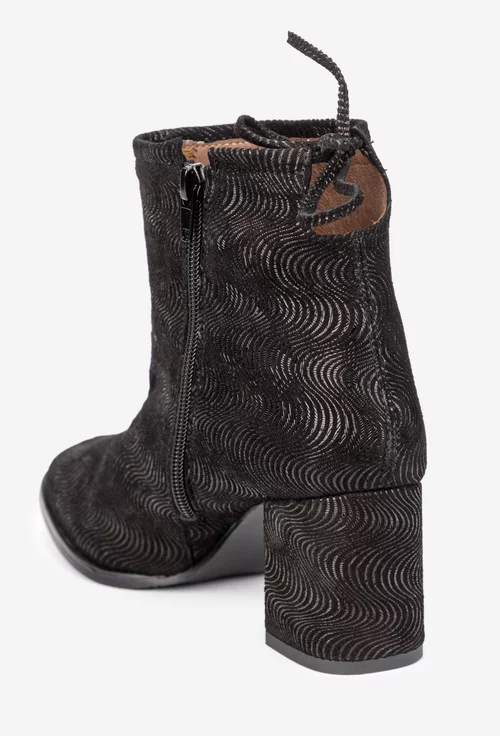 Botine dama negre din piele intoarsa picture - 4