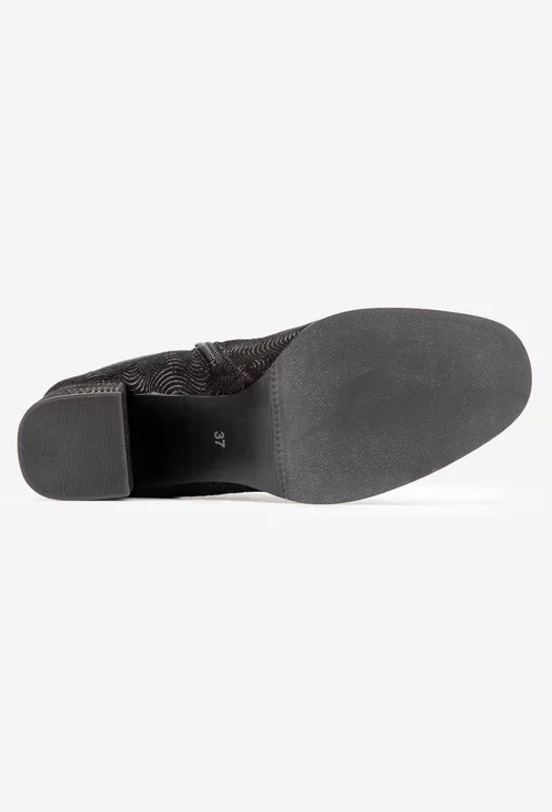Botine dama negre din piele intoarsa picture - 5