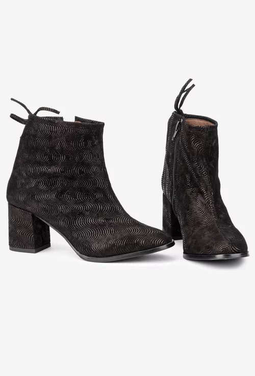 Botine dama negre din piele intoarsa picture - 6