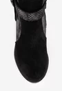 Botine dama negre din piele intoarsa cu model