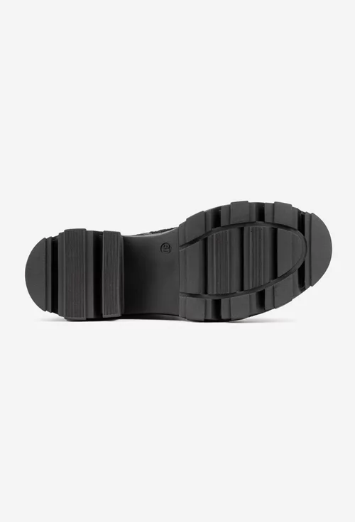 Botine dama negre din piele intoarsa cu ornament