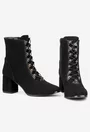 Botine dama negre din piele intoarsa cu toc