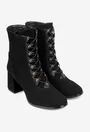 Botine dama negre din piele intoarsa cu toc