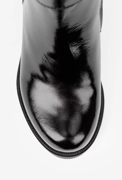 Botine dama negre din piele lacuita