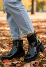 Botine dama negre din piele lacuita