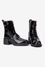 Botine dama negre din piele lacuita