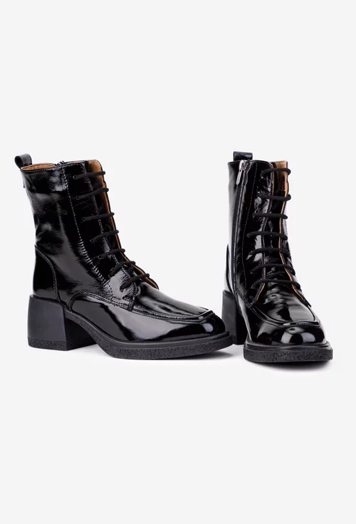 Botine dama negre din piele lacuita