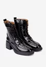 Botine dama negre din piele lacuita