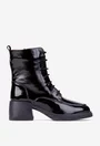 Botine dama negre din piele lacuita