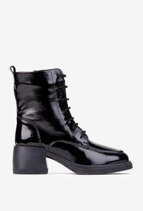 Botine dama negre din piele lacuita