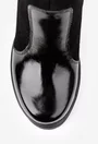 Botine dama negre din piele lacuita si intoarsa
