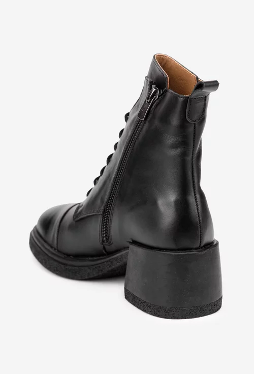 Botine dama negre din piele naturala